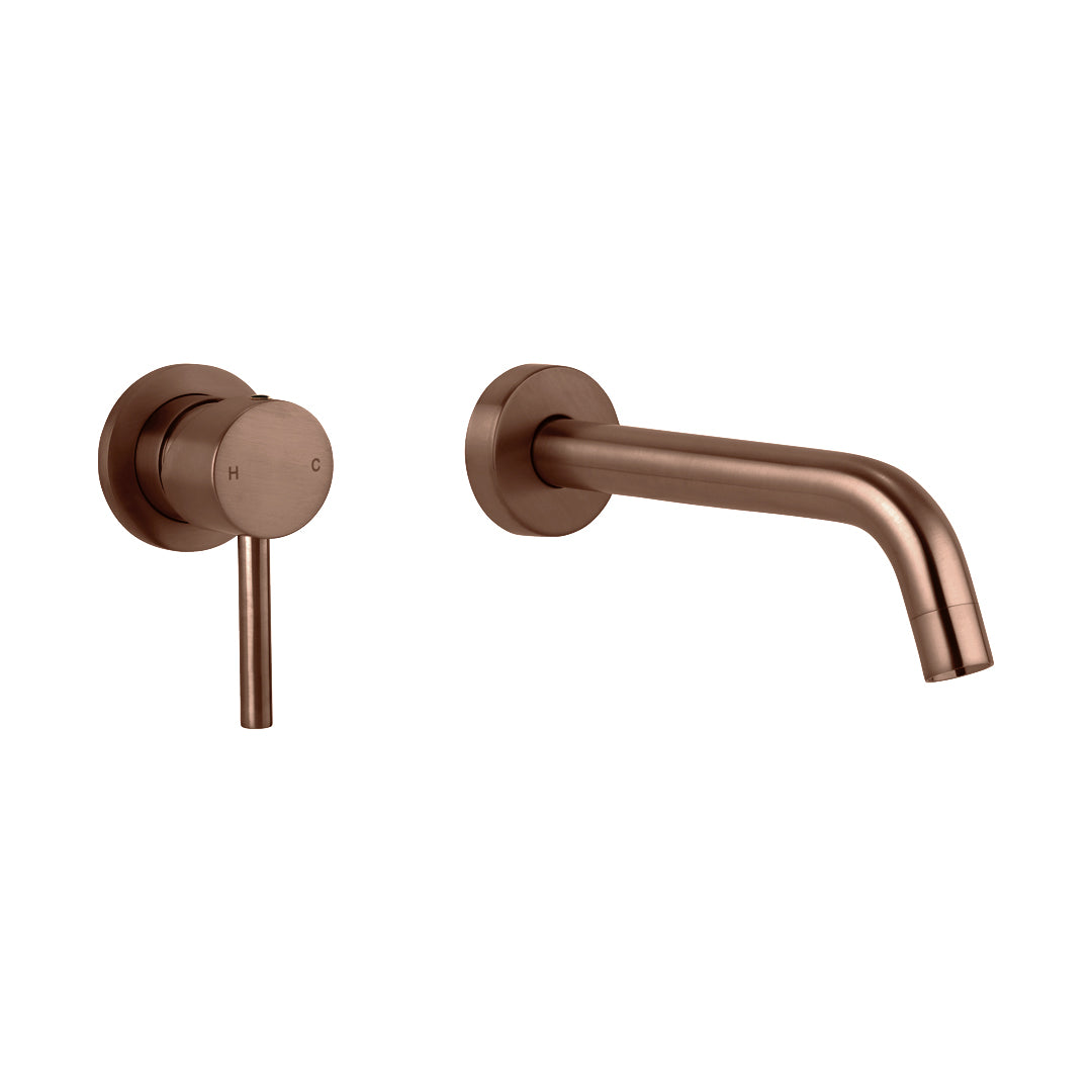 Ovia Milan Wall Basin Bath Mixer with 180mm Spout Brushed Bronze Copper