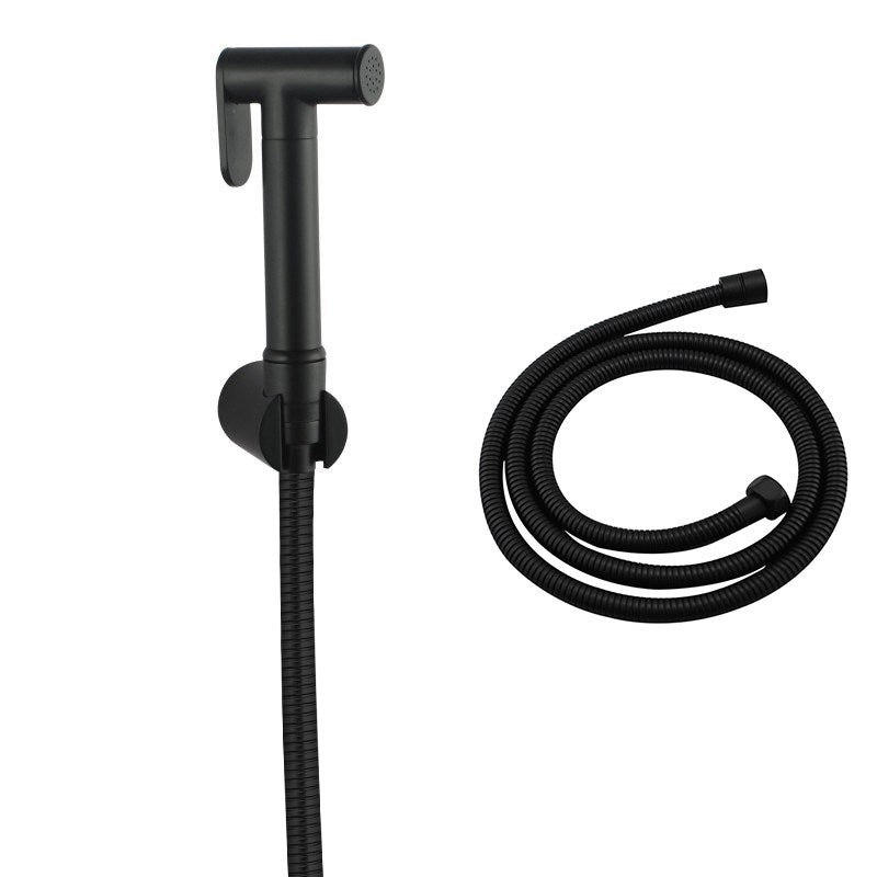 Round Black Brass Toilet Bidet Spray Kit with 1.2m Water Hose