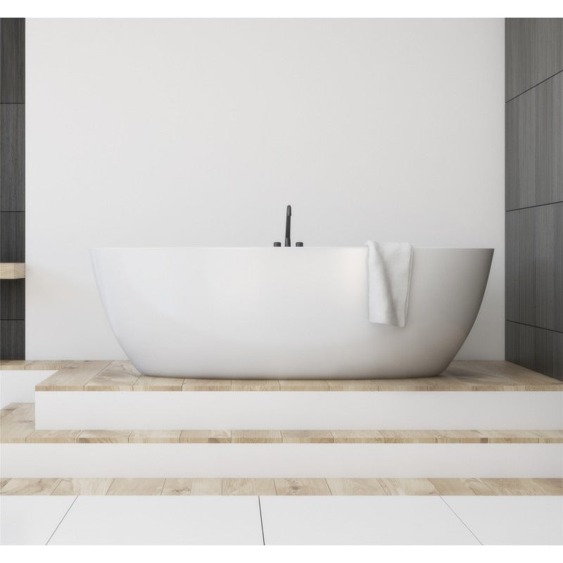 1530x770x555mm Olivia Oval Bathtub Freestanding Acrylic Matte White Bath tub NO Overflow