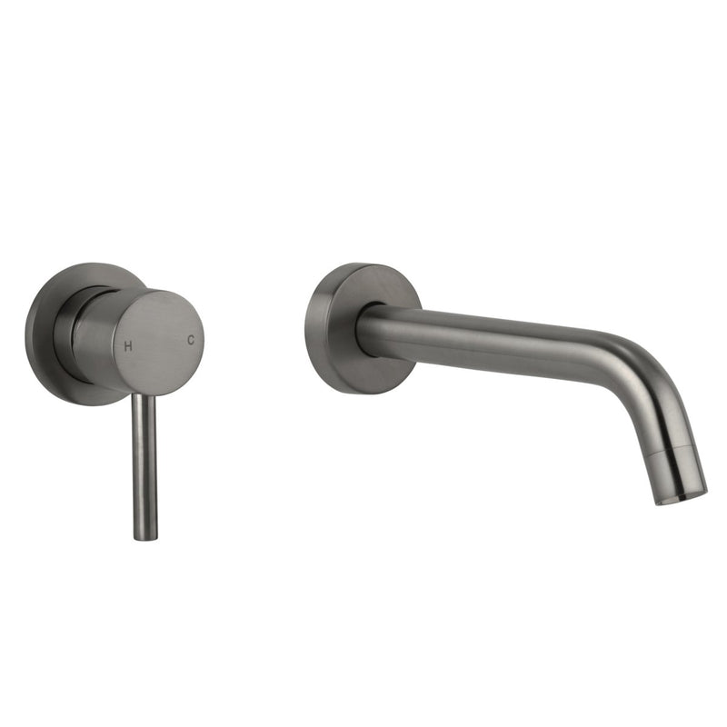 Ovia Milan Wall Basin Bath Mixer with 180mm Spout Gunmetal Grey