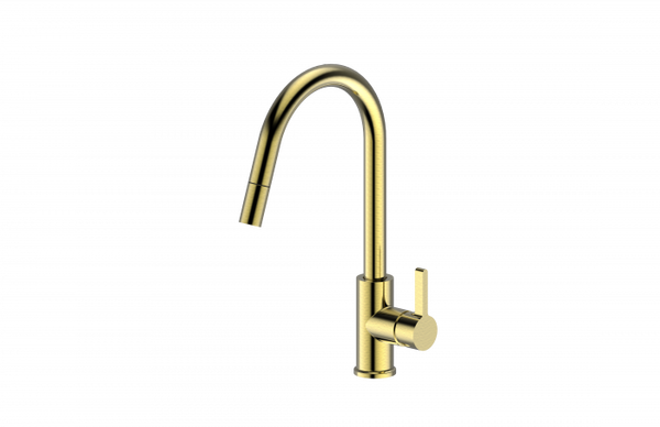 Ovia Milan Swivel Pull Out Kitchen Mixer PVD Brushed Gold