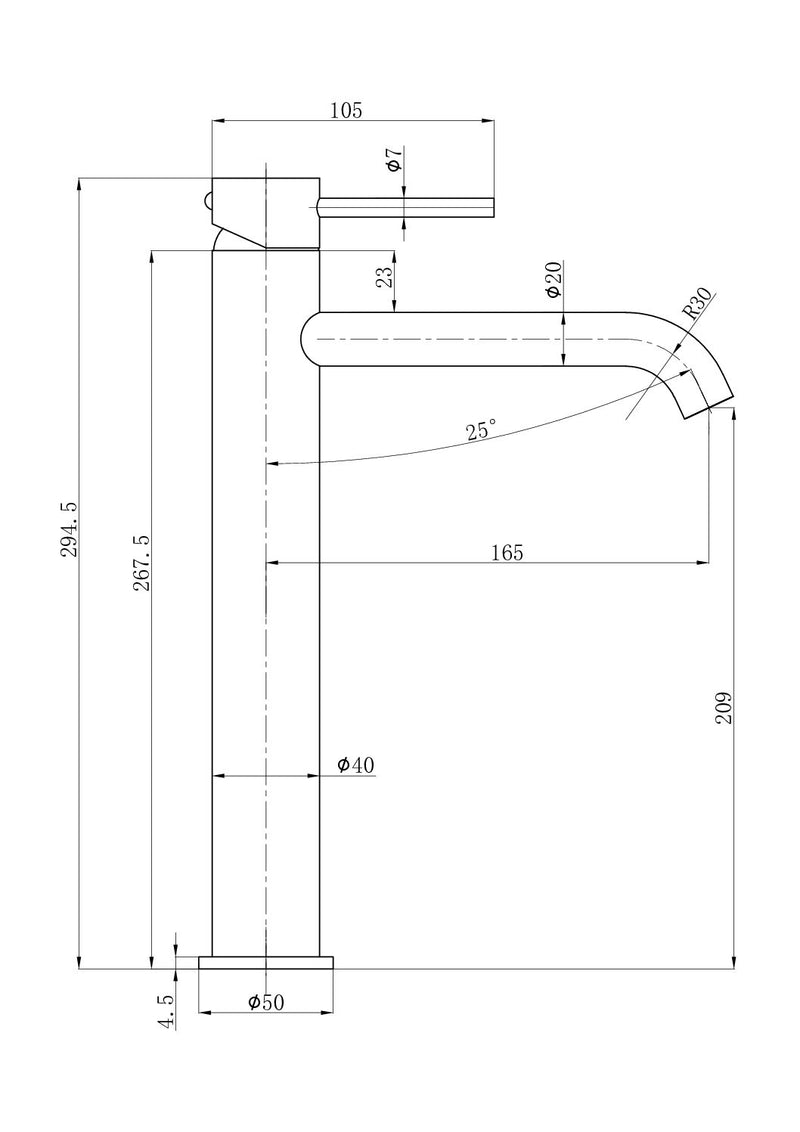 Ovia Milan Tall Brushed Bronze Copper Basin Mixer