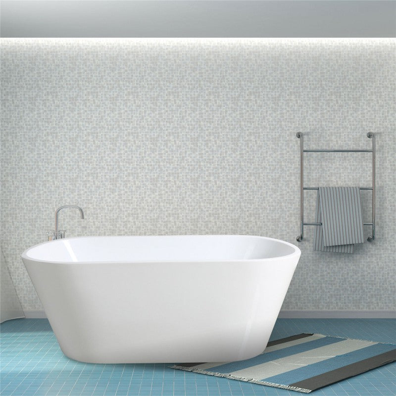 1390x715x585mm Ovia Oval Bathtub Freestanding Acrylic GLOSSY White Bath tub NO Overflow
