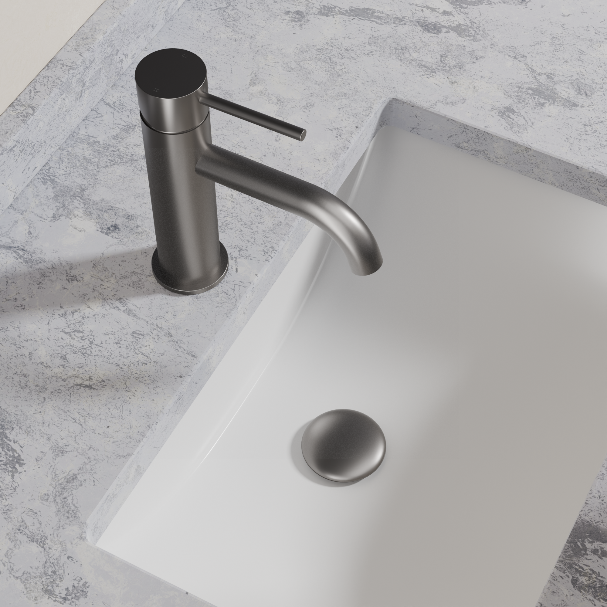 Ovia Milan Basin Mixer in Gun Metal (4/5)
