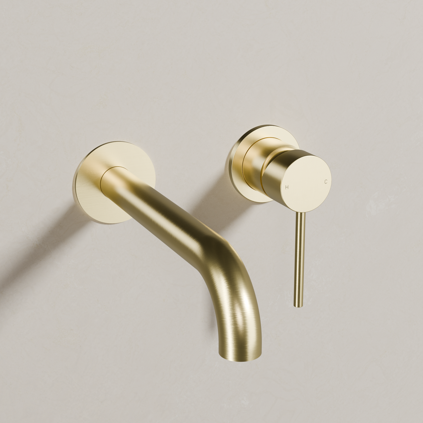 Ovia Milan Wall Bath/Basin Mixer in Brushed Gold (shot 1/3)