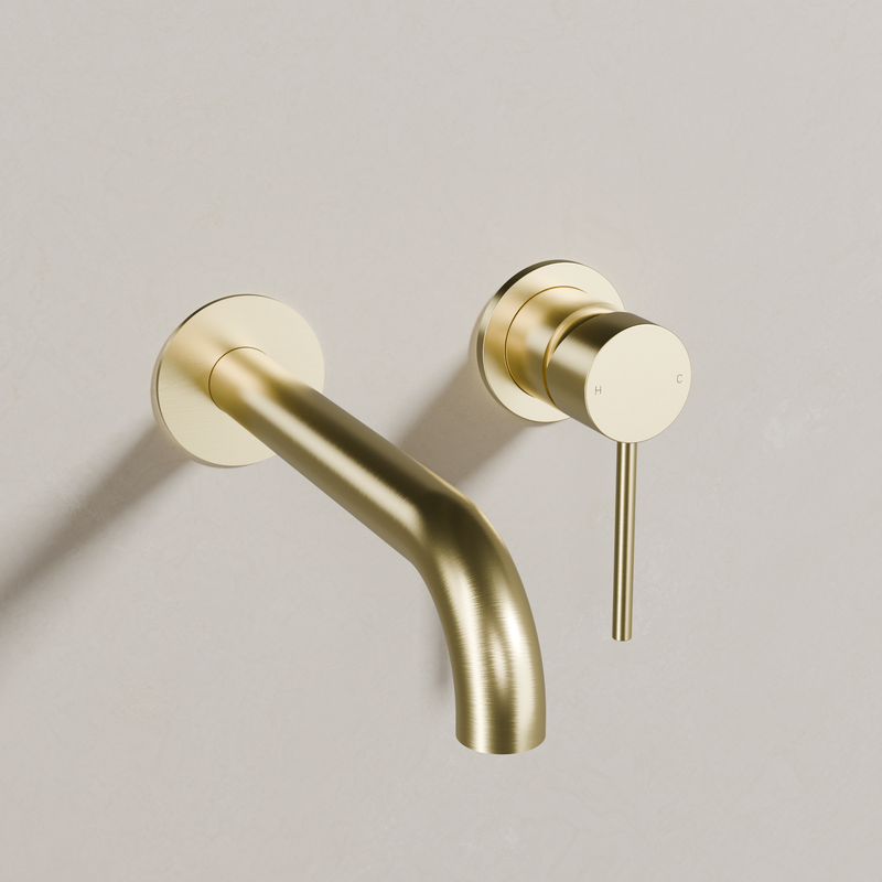 Ovia Milan Wall Bath/Basin Mixer in Brushed Gold (shot 1/3)
