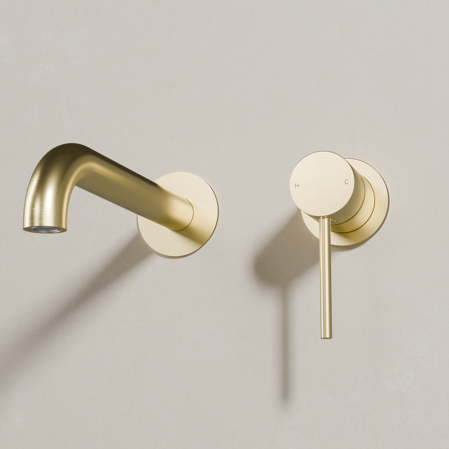 Ovia Milan Wall Bath/Basin Mixer in Brushed Gold (shot 3/3)