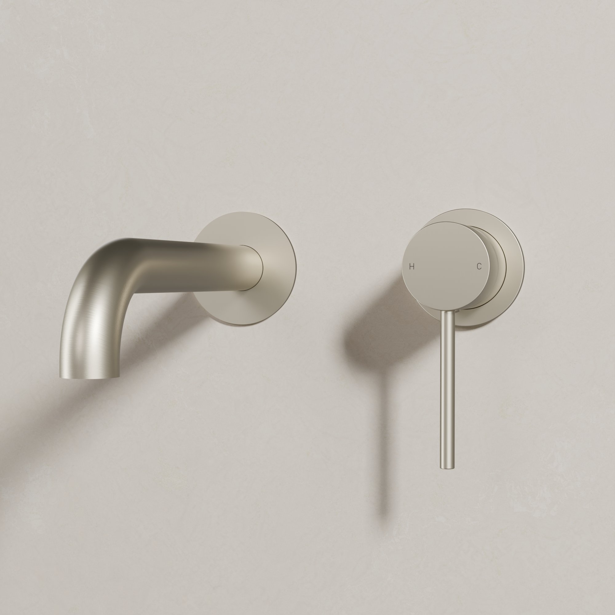 Ovia Milan Wall Bath/Basin Mixer in Brushed Nickel (shot 2/3)