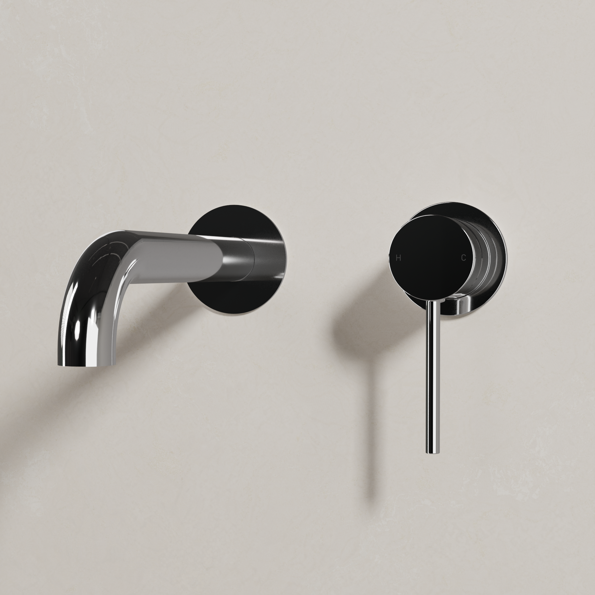 Ovia Milan Wall Bath/Basin Mixer in Chrome (shot 2/3)