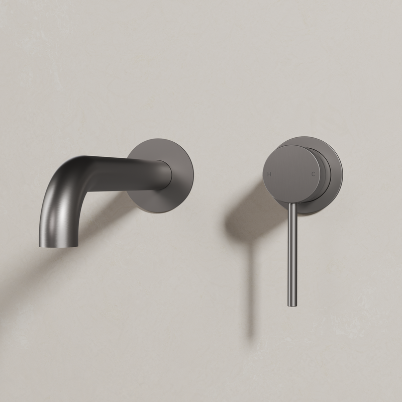 Ovia Milan Wall Bath/Basin Mixer in Gun Metal (shot 2/3)