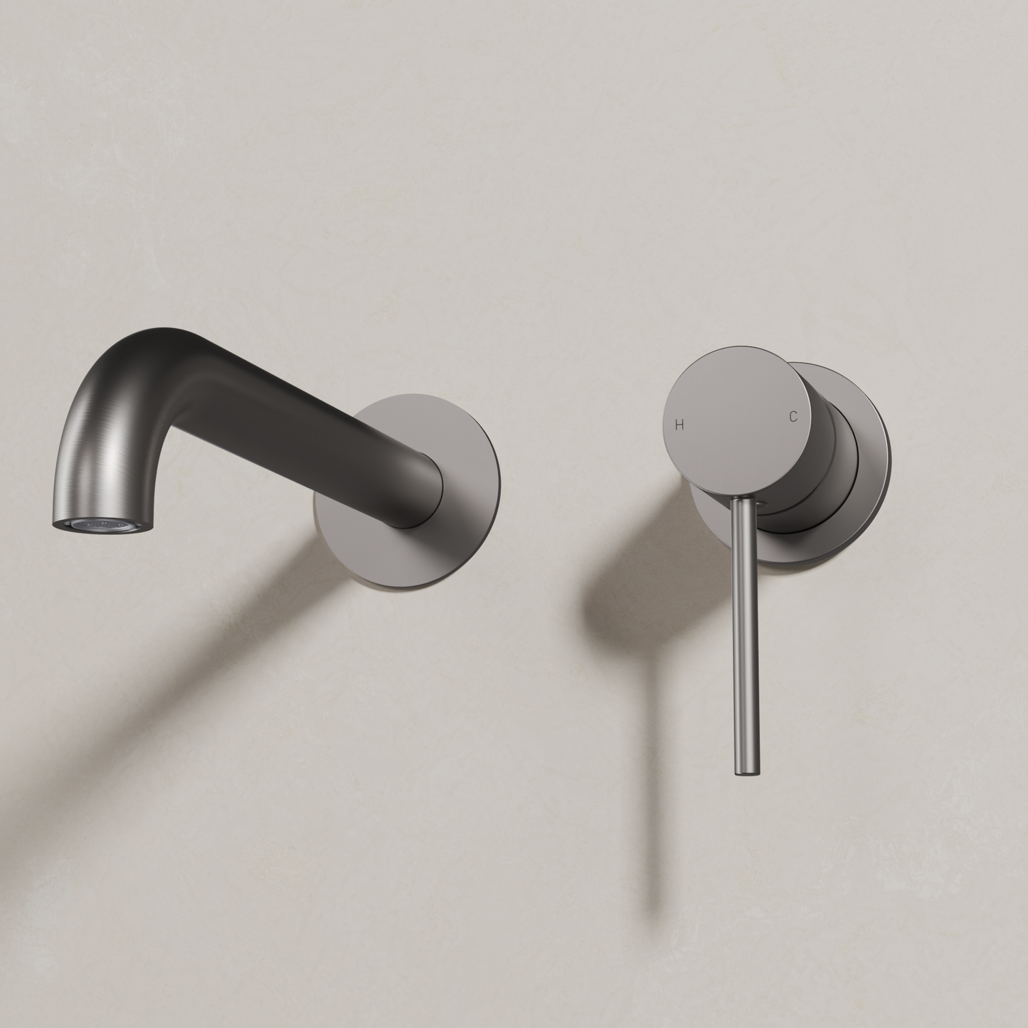 Ovia Milan Wall Bath/Basin Mixer in Gun Metal (shot 3/3)