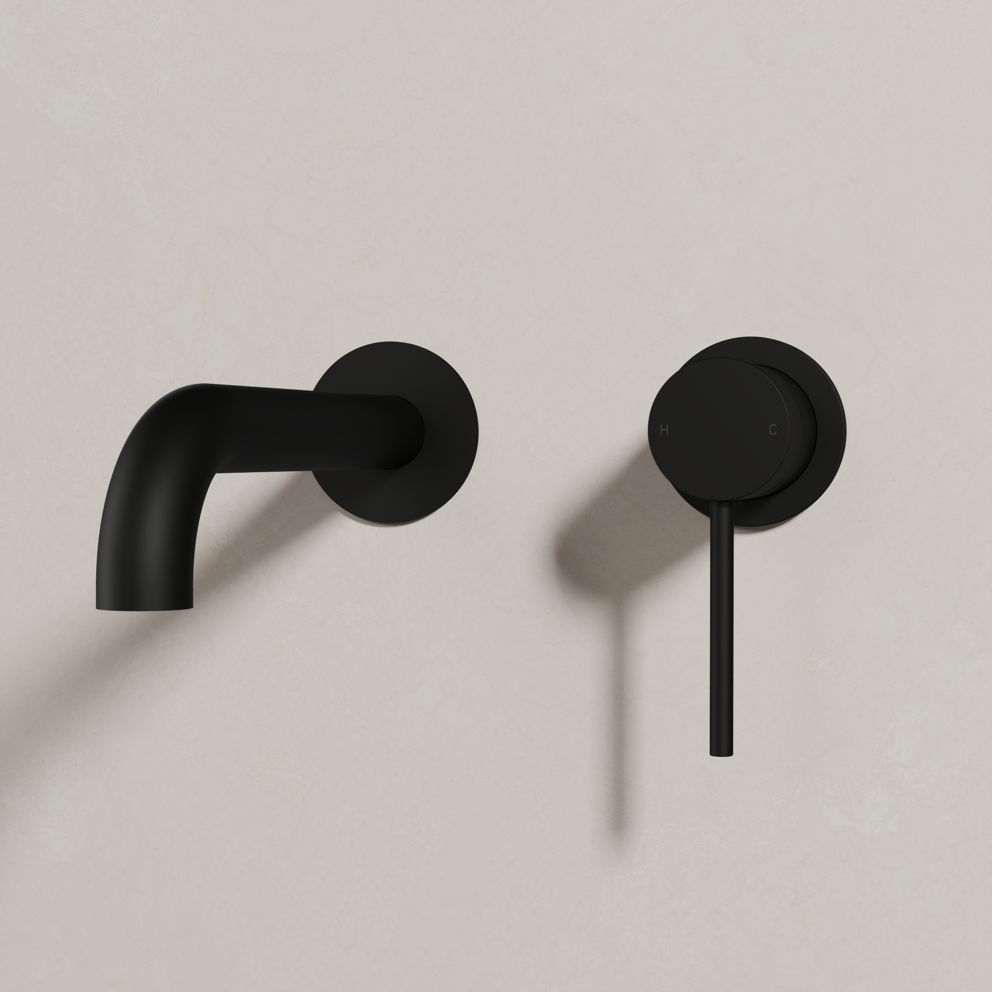Ovia Milan Wall Bath/Basin Mixer in Matte Black (shot 2/3)