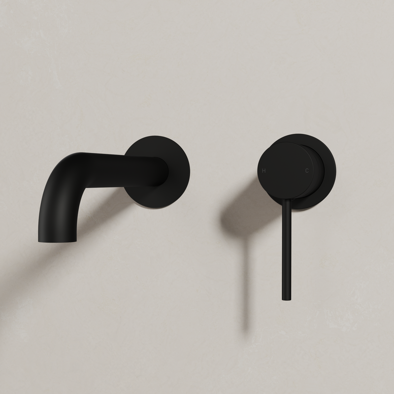 Ovia Milan Wall Bath/Basin Mixer in Matte Black (shot 2/3)