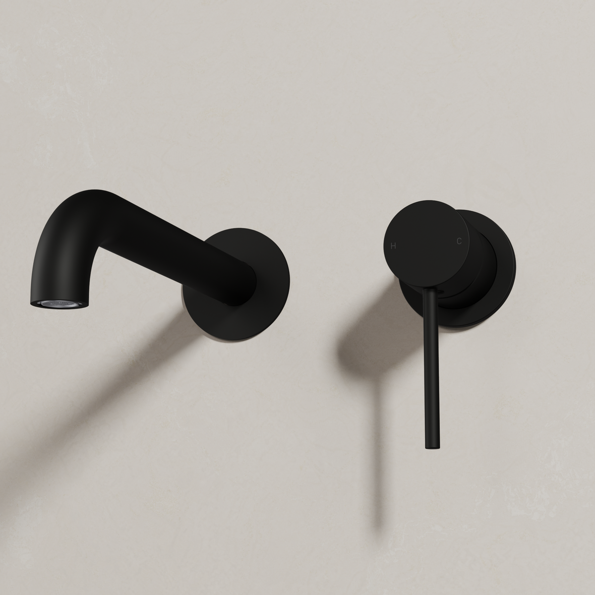 Ovia Milan Wall Bath/Basin Mixer in Matte Black (shot 3/3)