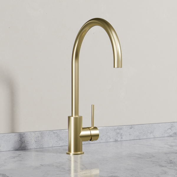 Ovia Milan Gooseneck Kitchen Mixer Brushed Gold
