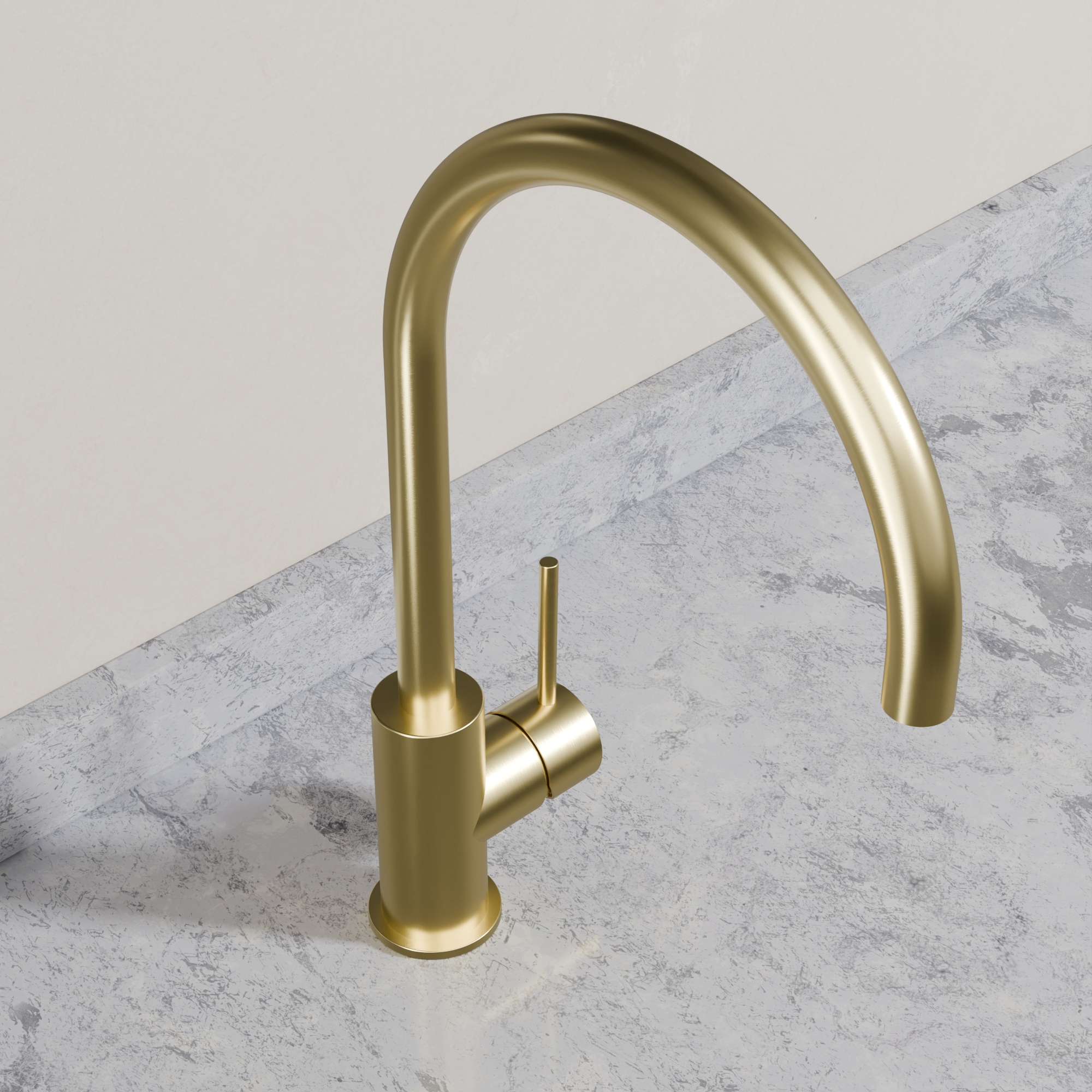 Ovia Milan Gooseneck Kitchen Mixer in Brushed Gold (2/5)