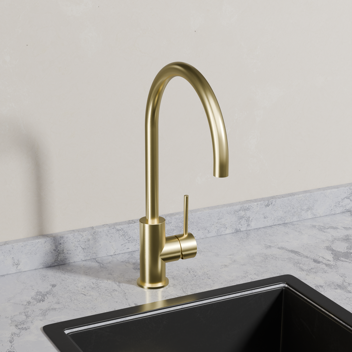 Ovia Milan Gooseneck Kitchen Mixer in Brushed Gold (3/5)