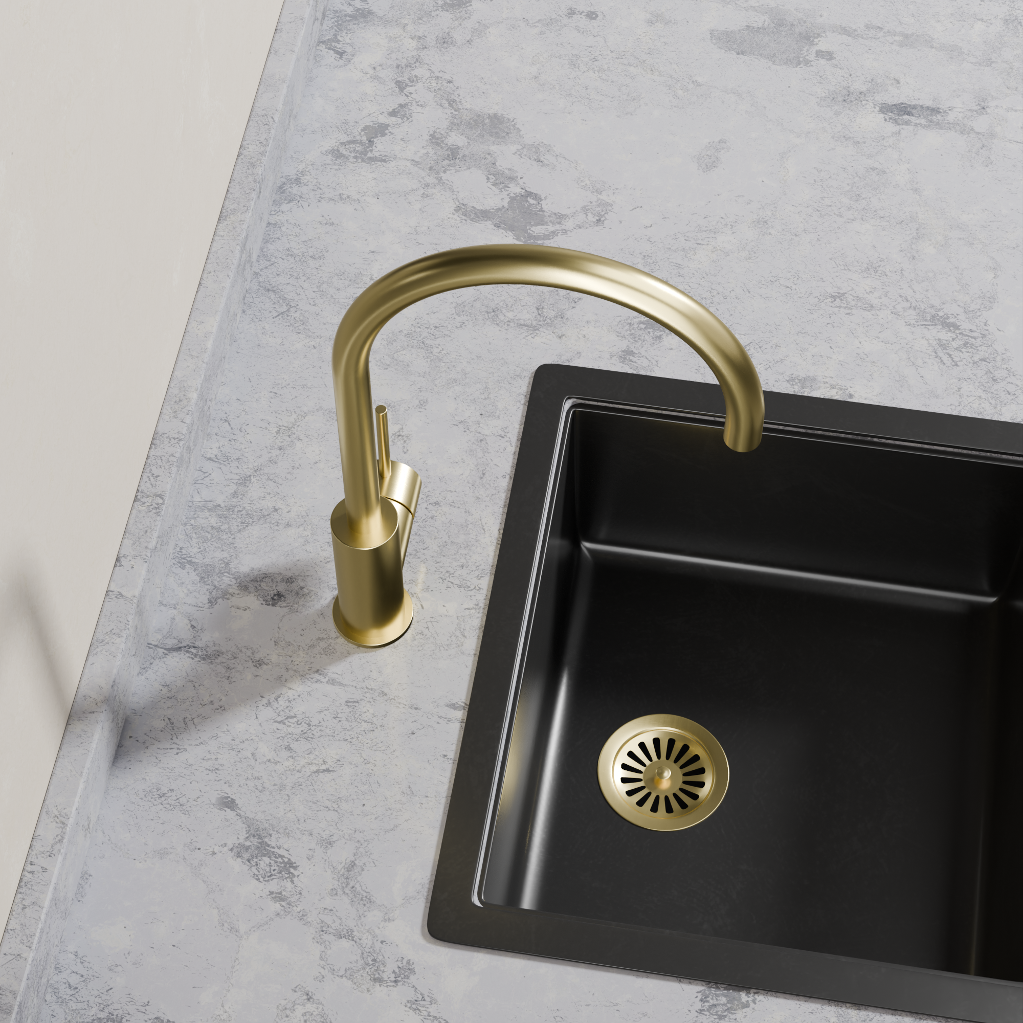 Ovia Milan Gooseneck Kitchen Mixer in Brushed Gold (4/5)