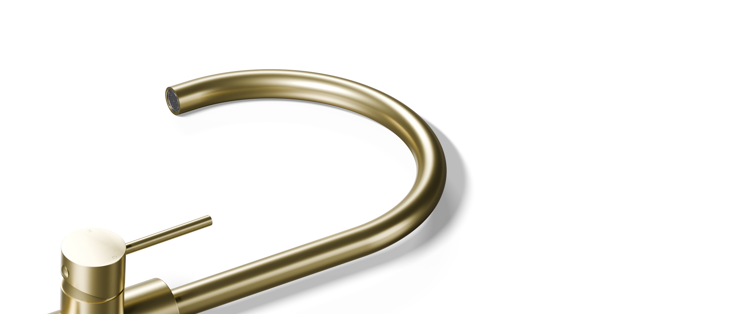 Ovia Milan Gooseneck Kitchen Mixer Brushed Gold — detail