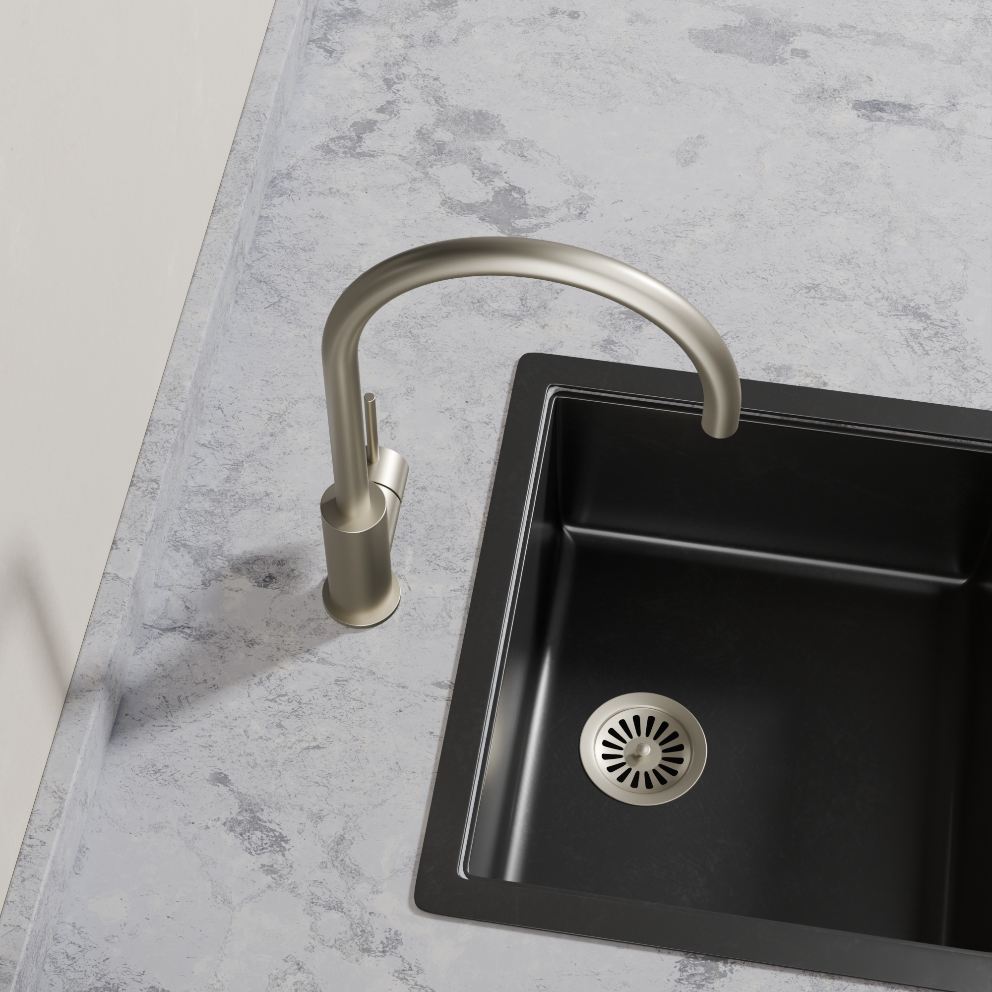 Ovia Milan Gooseneck Kitchen Mixer in Brushed Nickel (4/5)