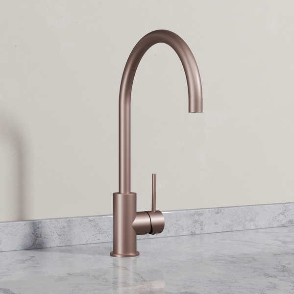 Ovia Milan Gooseneck Kitchen Mixer Champagne