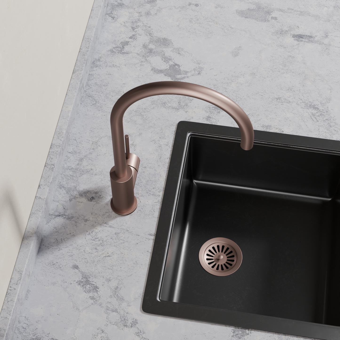 Ovia Milan Gooseneck Kitchen Mixer in Champagne (4/5)