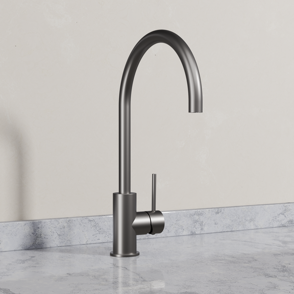 Ovia Milan Gooseneck Kitchen Mixer Gun Metal