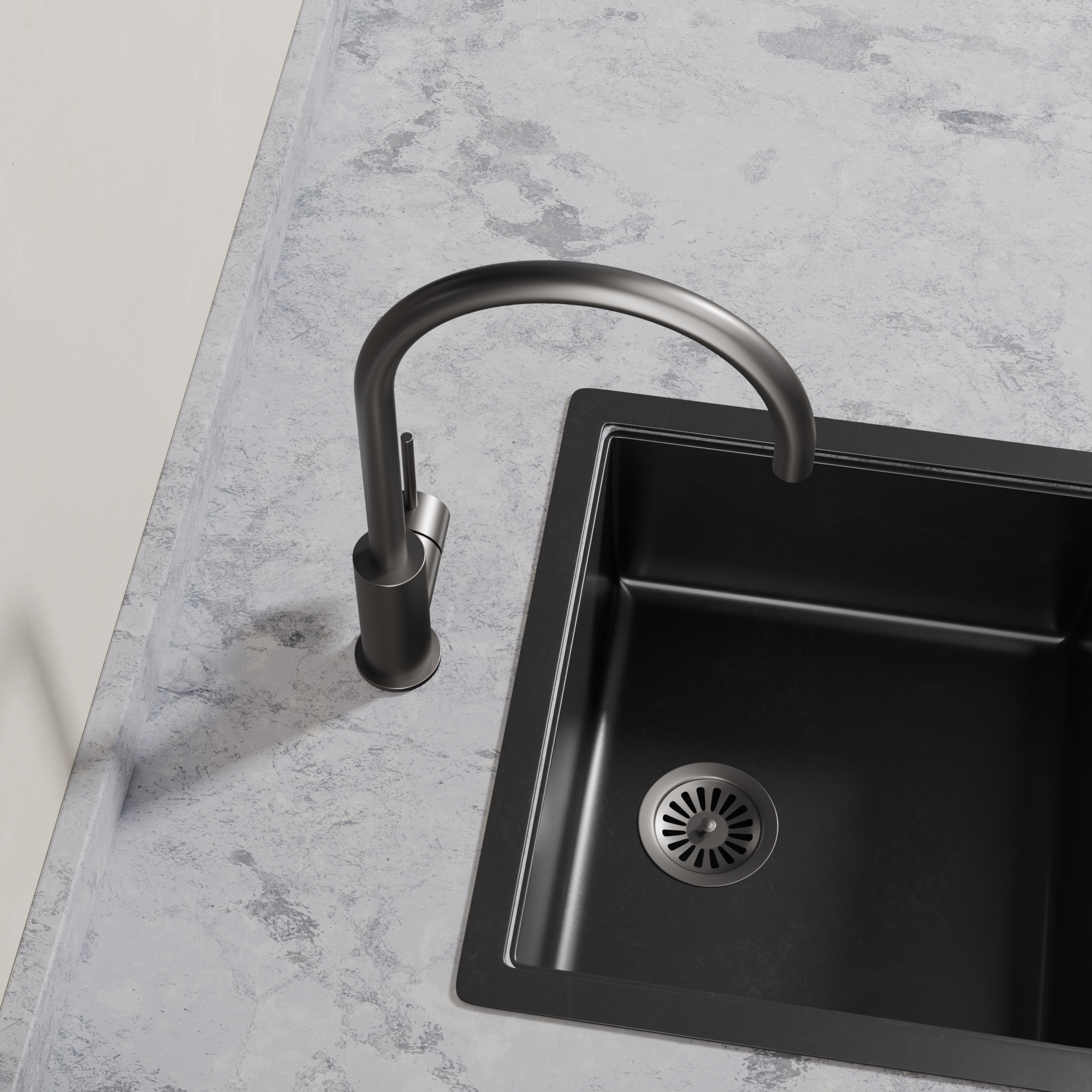 Ovia Milan Gooseneck Kitchen Mixer in Gun Metal (4/5)