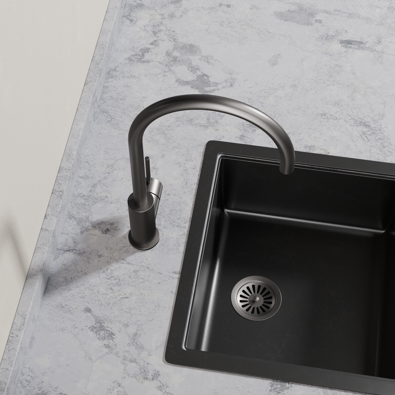 Ovia Milan Gooseneck Kitchen Mixer in Gun Metal (4/5)