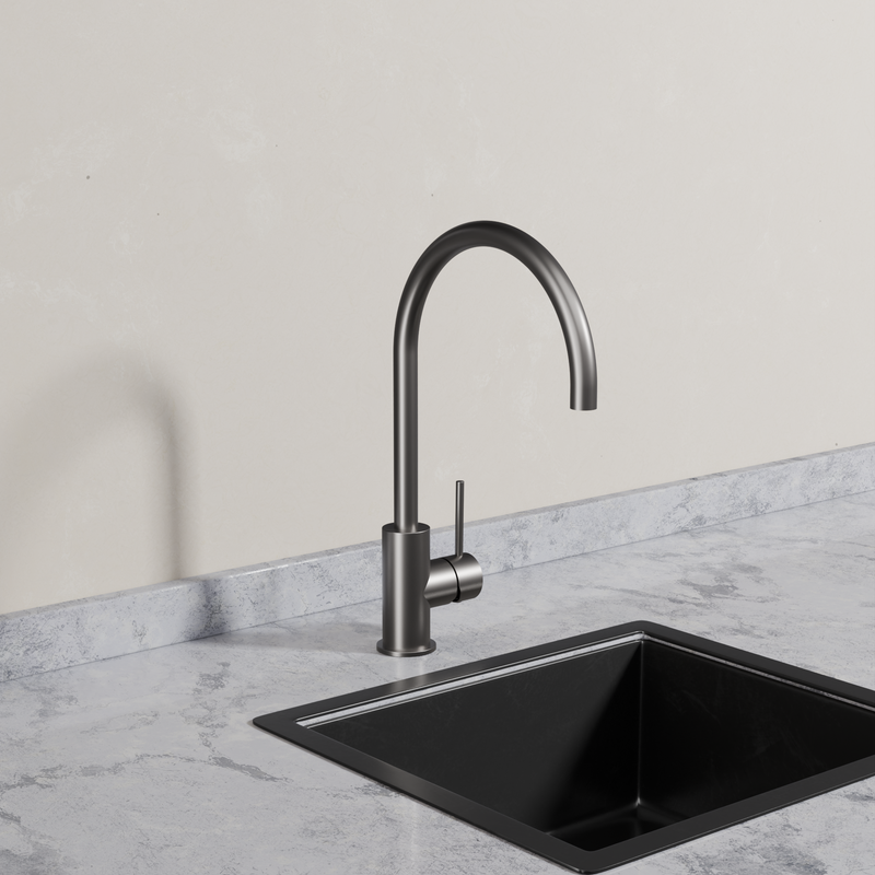 Ovia Milan Gooseneck Kitchen Mixer in Gun Metal (5/5)