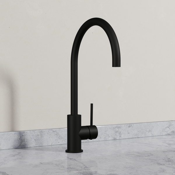 Ovia Milan Gooseneck Kitchen Mixer Matte Black