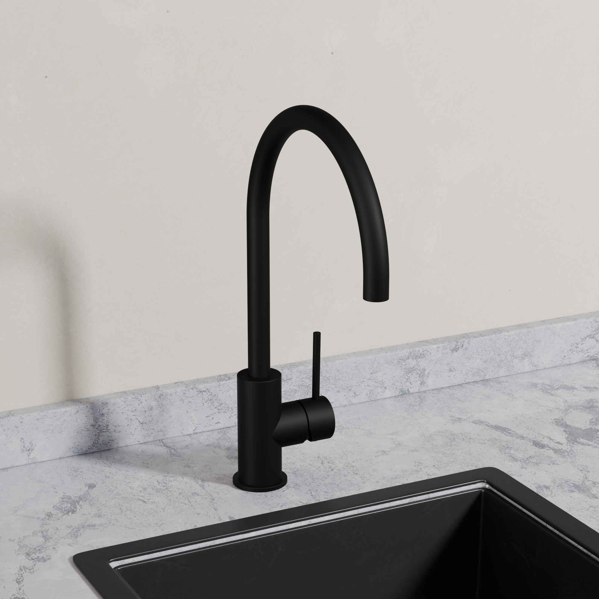 Ovia Milan Gooseneck Kitchen Mixer in Matte Black (3/5)