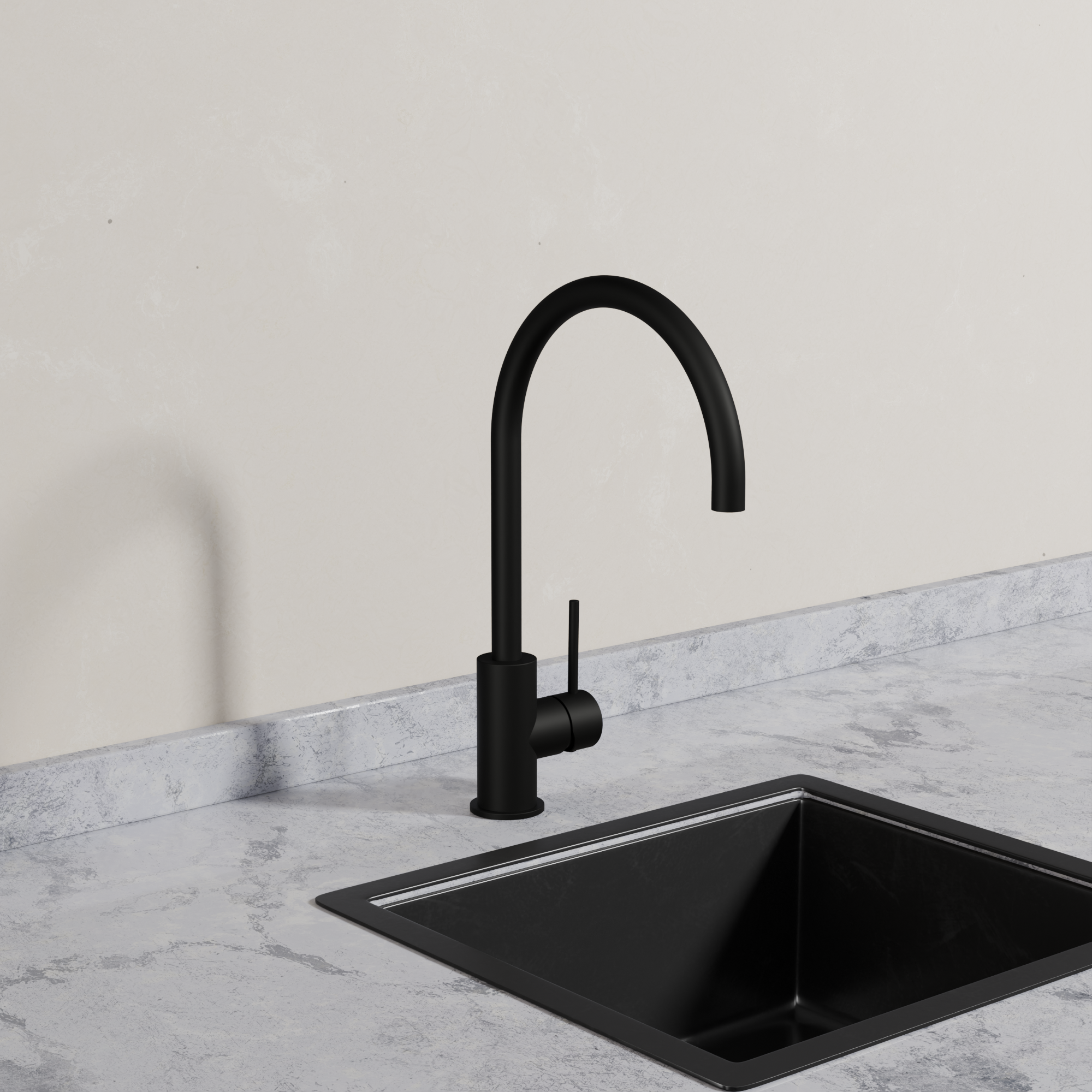 Ovia Milan Gooseneck Kitchen Mixer in Matte Black (5/5)