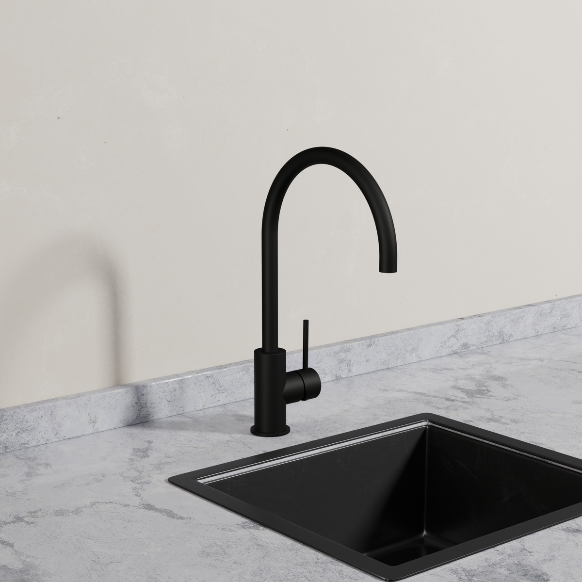 Ovia Milan Gooseneck Kitchen Mixer in Matte Black (5/5)
