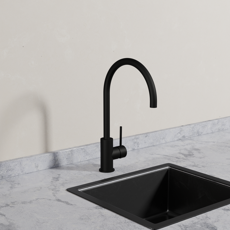 Ovia Milan Gooseneck Kitchen Mixer in Matte Black (5/5)