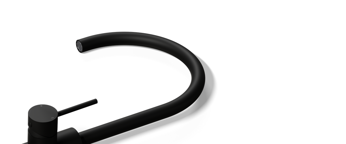 Ovia Milan Gooseneck Kitchen Mixer Matte Black — detail