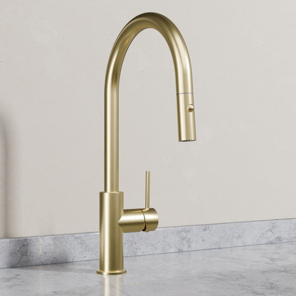 Ovia Milan Pull Out Kitchen Mixer Brushed Gold