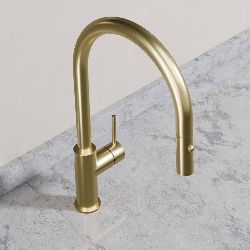 Ovia Milan Pull-Out Kitchen Mixer in Brushed Gold (2/5)