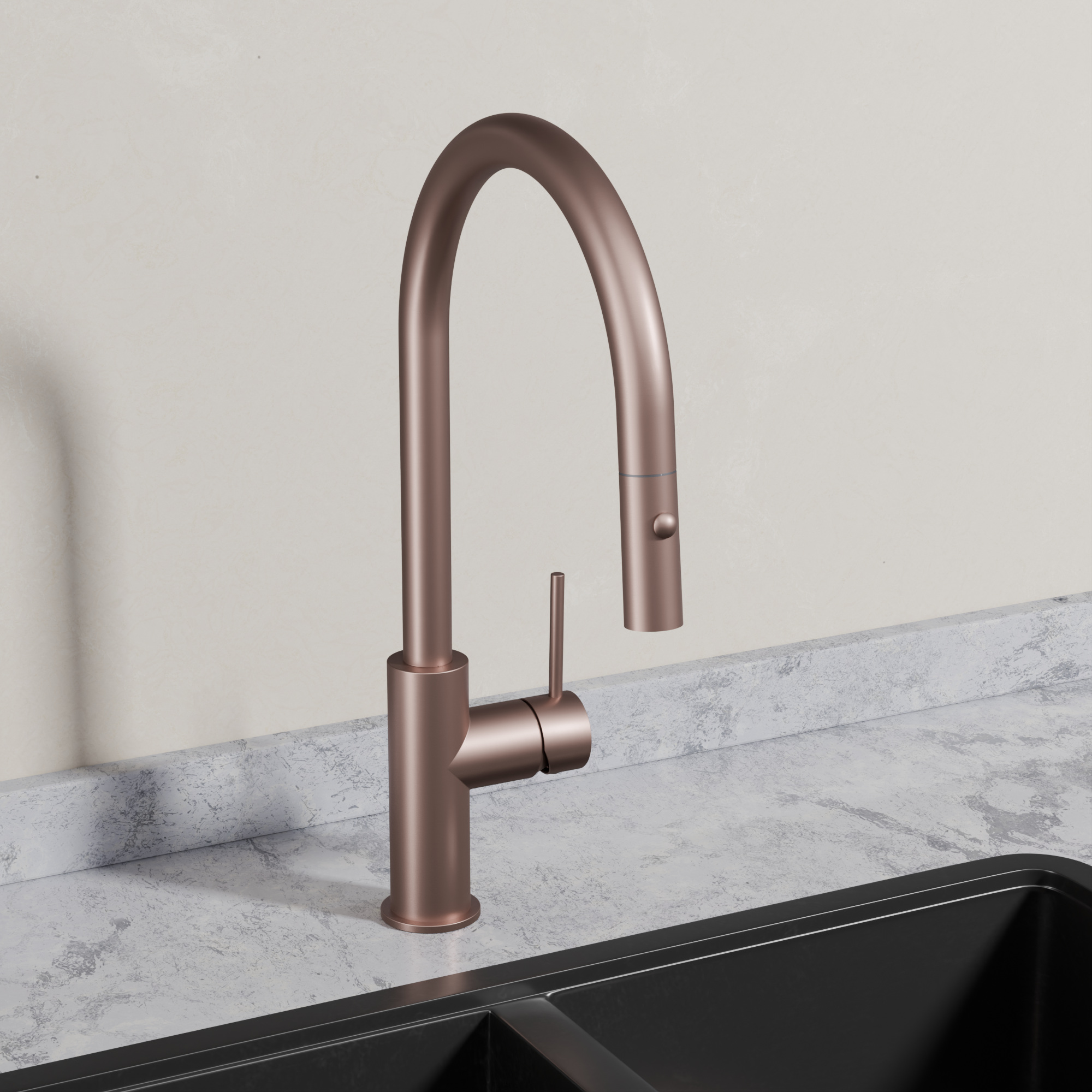 Ovia Milan Pull-Out Kitchen Mixer in Champagne (3/5)
