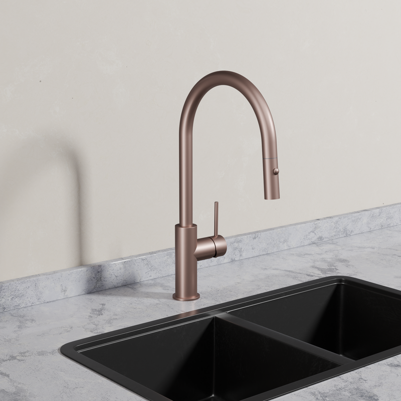 Ovia Milan Pull-Out Kitchen Mixer in Champagne (5/5)