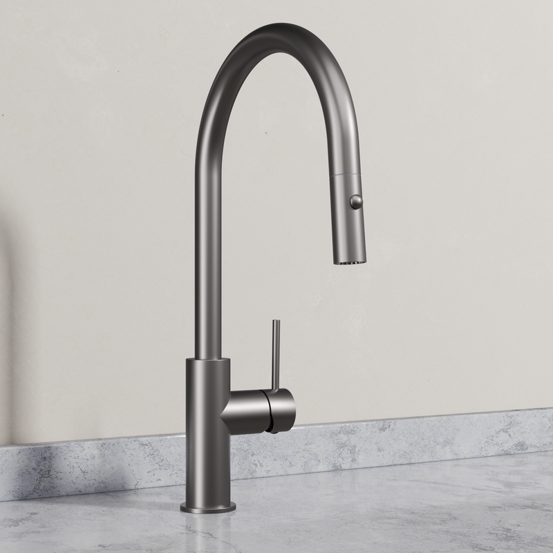 Ovia Milan Pull-Out Kitchen Mixer in Gun Metal (1/5)