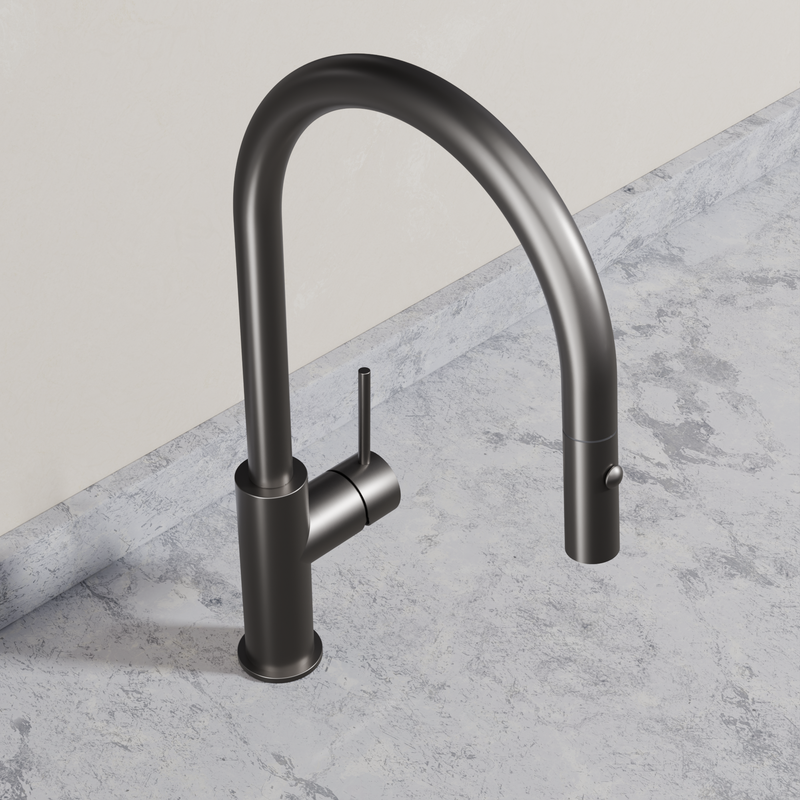 Ovia Milan Pull-Out Kitchen Mixer in Gun Metal (2/5)