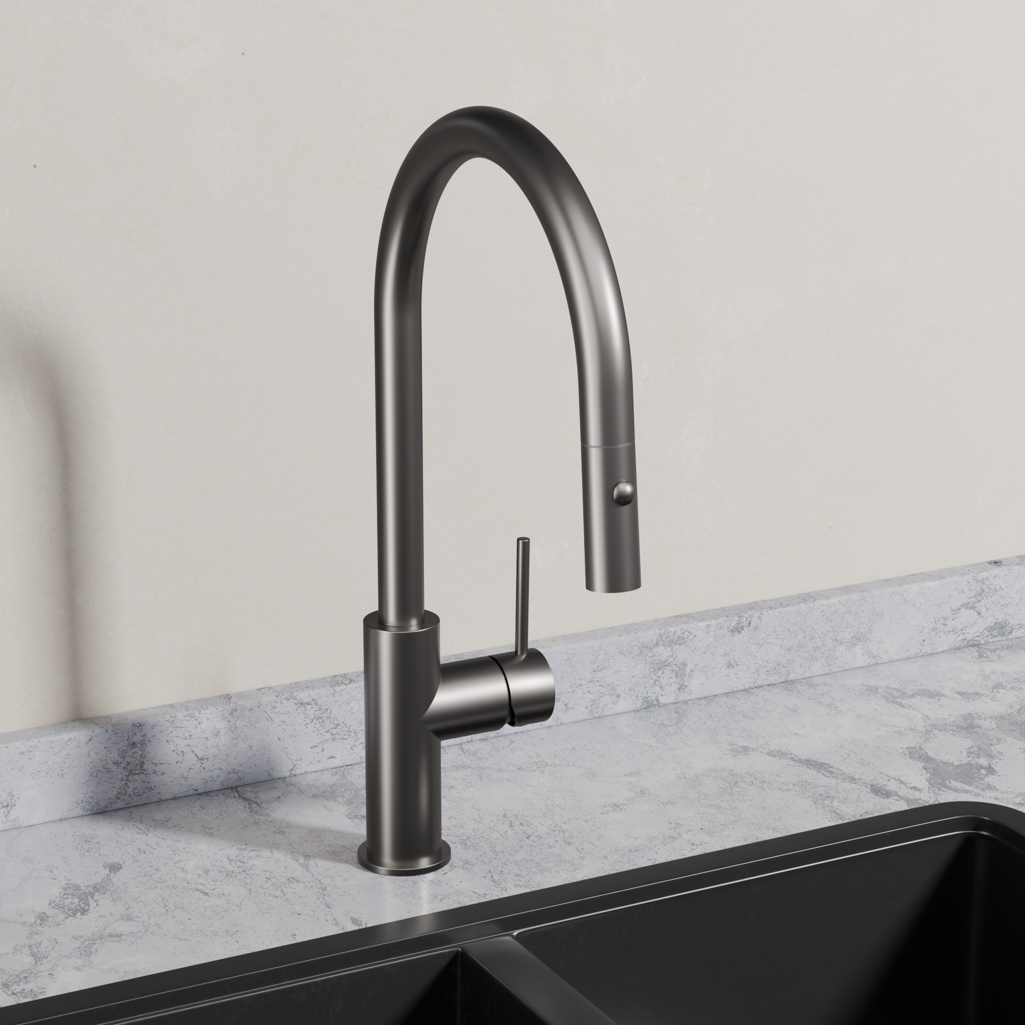 Ovia Milan Pull-Out Kitchen Mixer in Gun Metal (3/5)