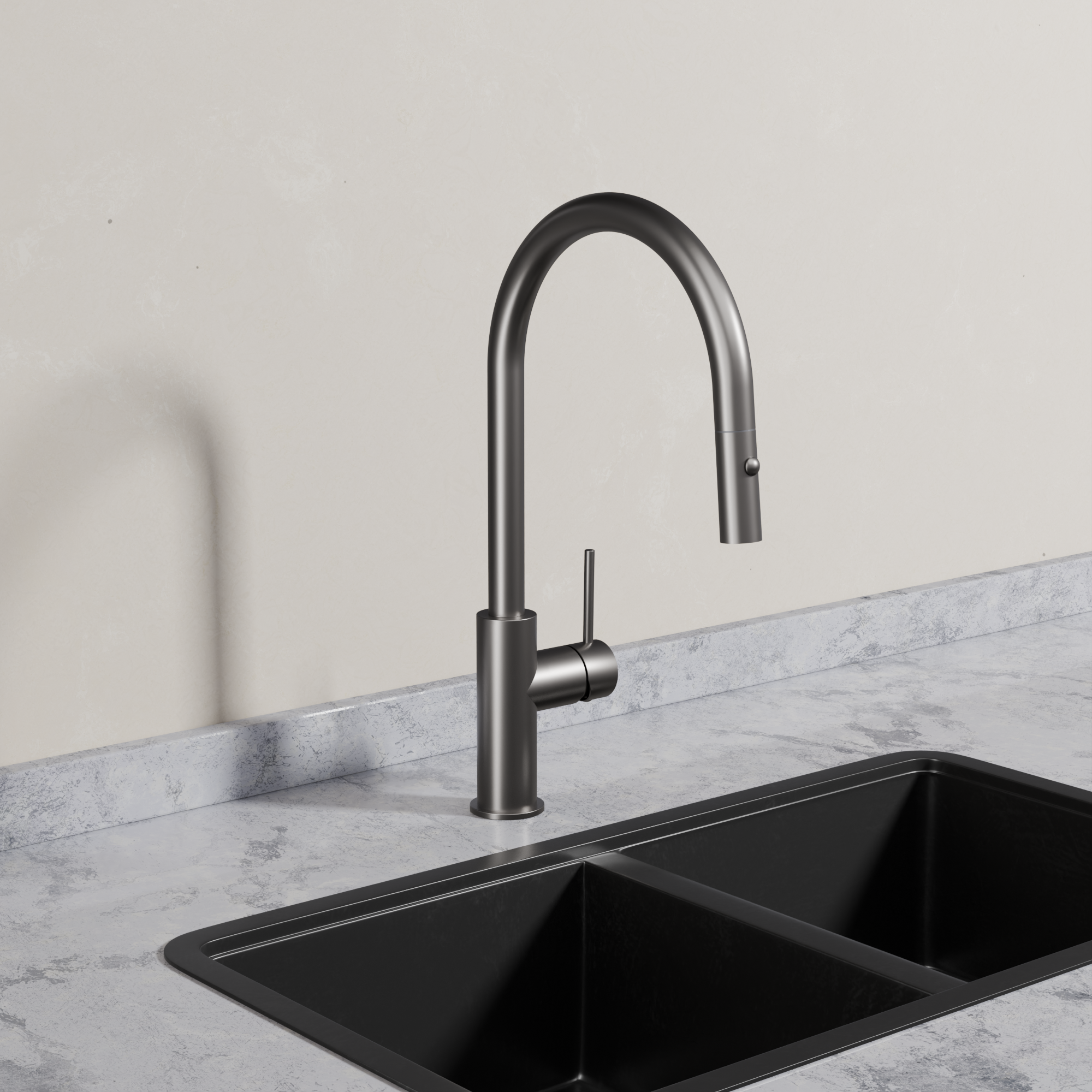 Ovia Milan Pull-Out Kitchen Mixer in Gun Metal (5/5)