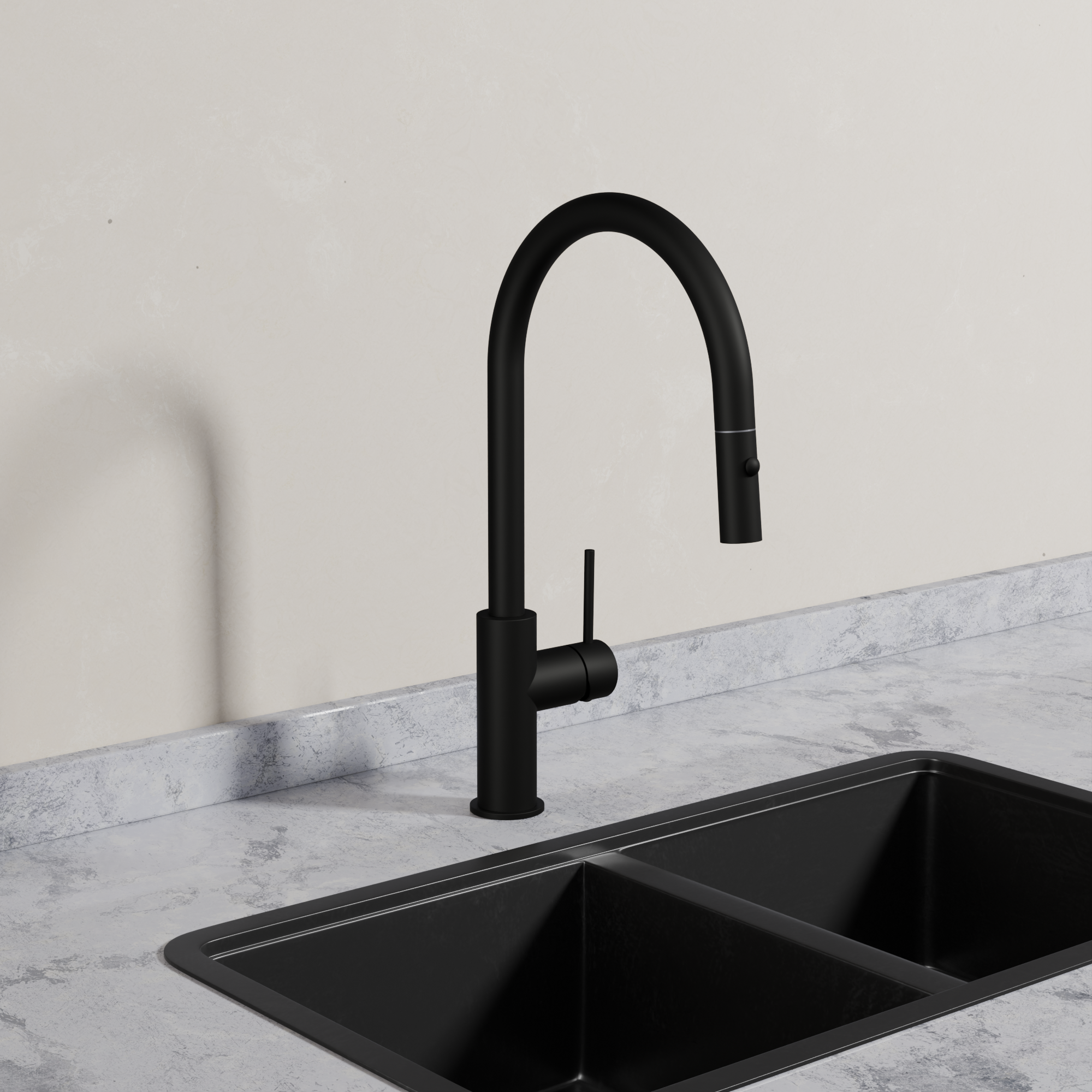 Ovia Milan Pull-Out Kitchen Mixer in Matte Black (5/5)