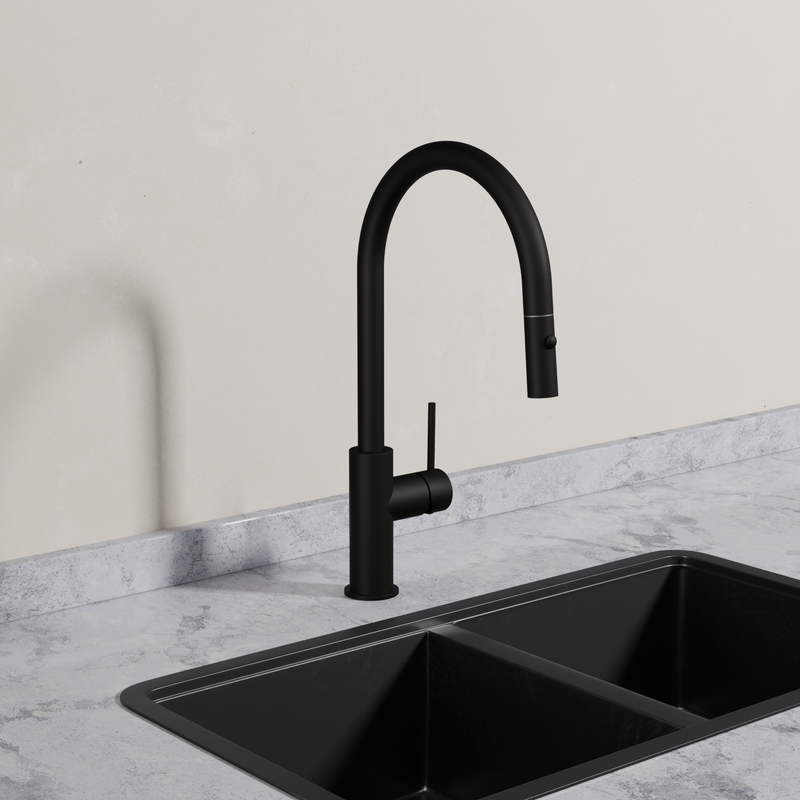 Ovia Milan Pull-Out Kitchen Mixer in Matte Black (5/5)