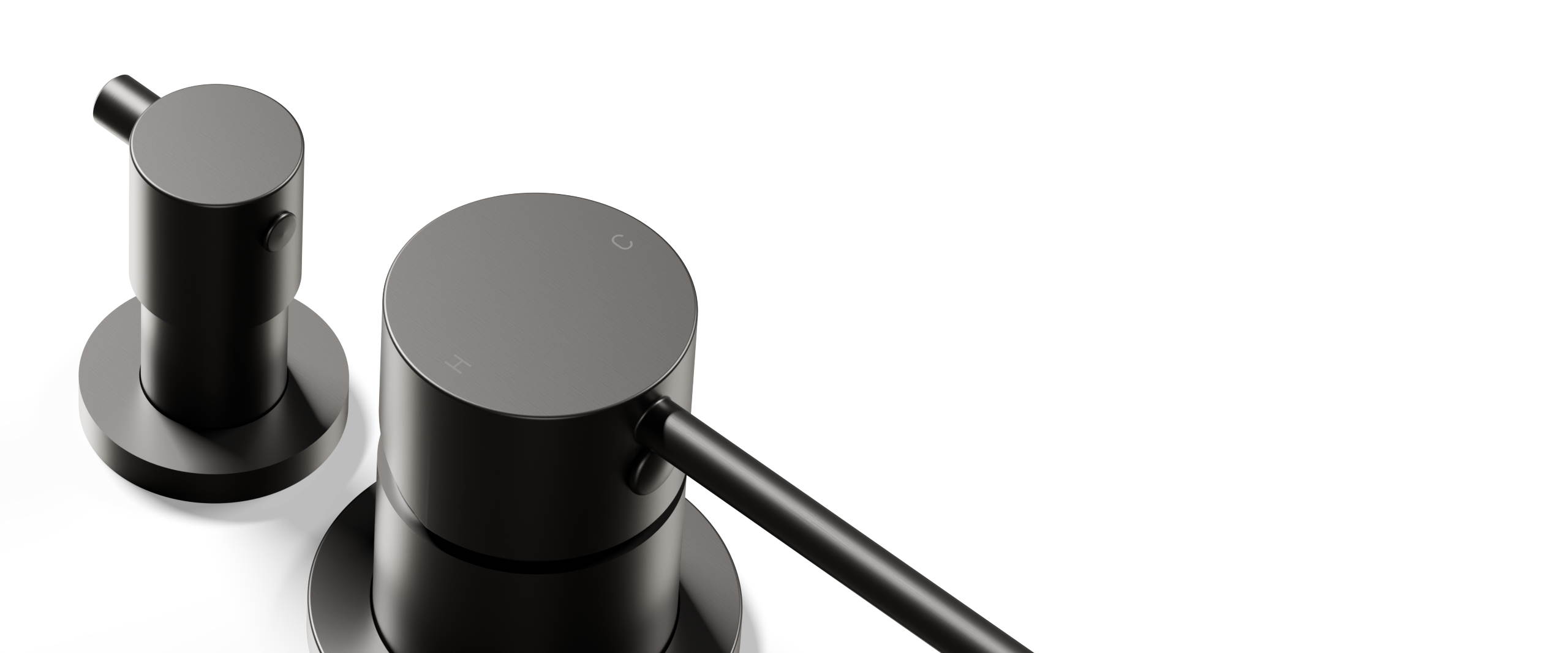 Ovia Milan Shower Mixer with Diverter Gun Metal — detail