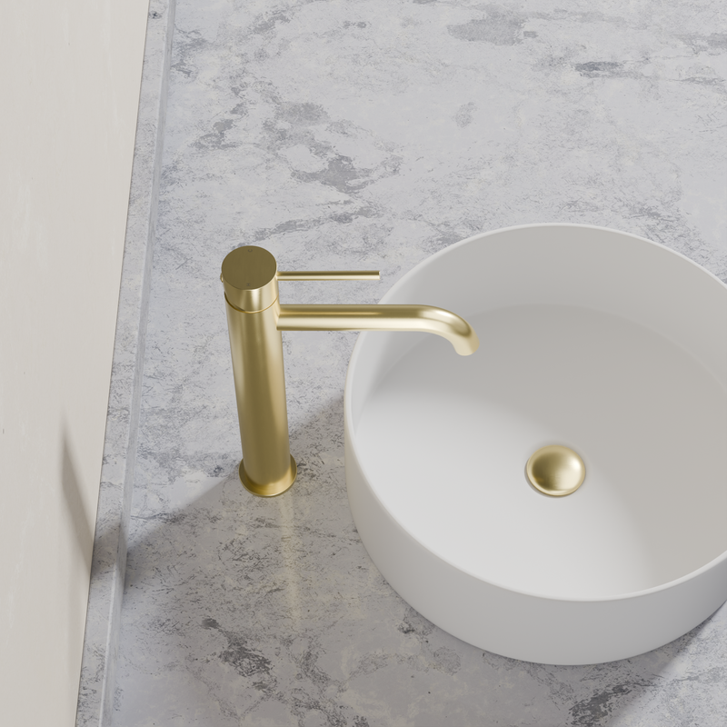 Ovia Milan Tall Basin Mixer in Brushed Gold (4/5)
