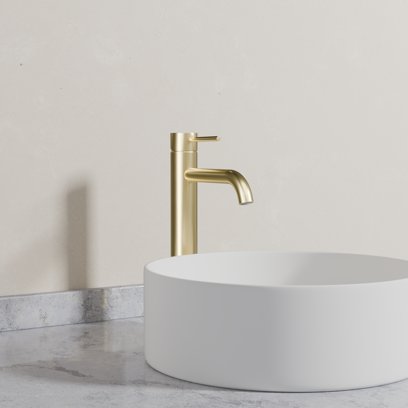 Ovia Milan Tall Basin Mixer in Brushed Gold (5/5)