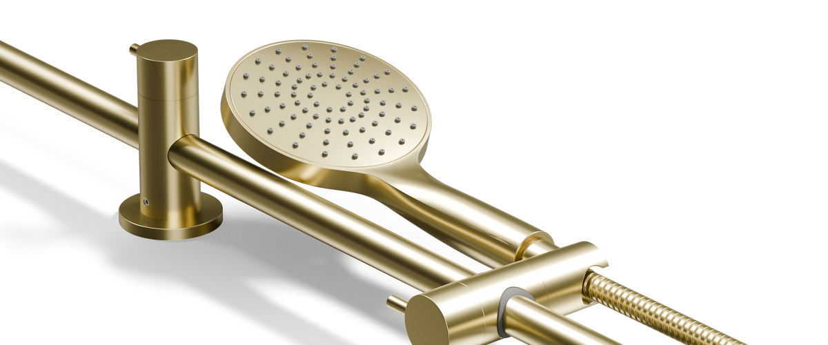 Ovia Milan Twin Shower Brushed Gold — detail